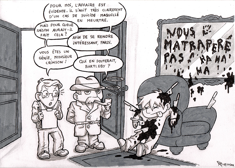 dessin noir et blanc inspecteur