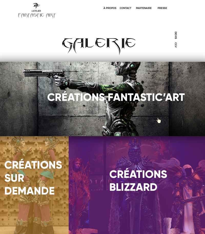 maquette graphique galerie Fantastic'Art hover